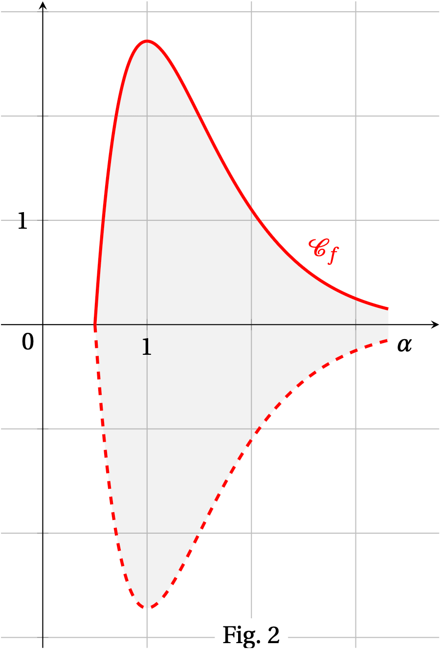 Fig. 2 — C_f et son symétrique, domaine grisé
